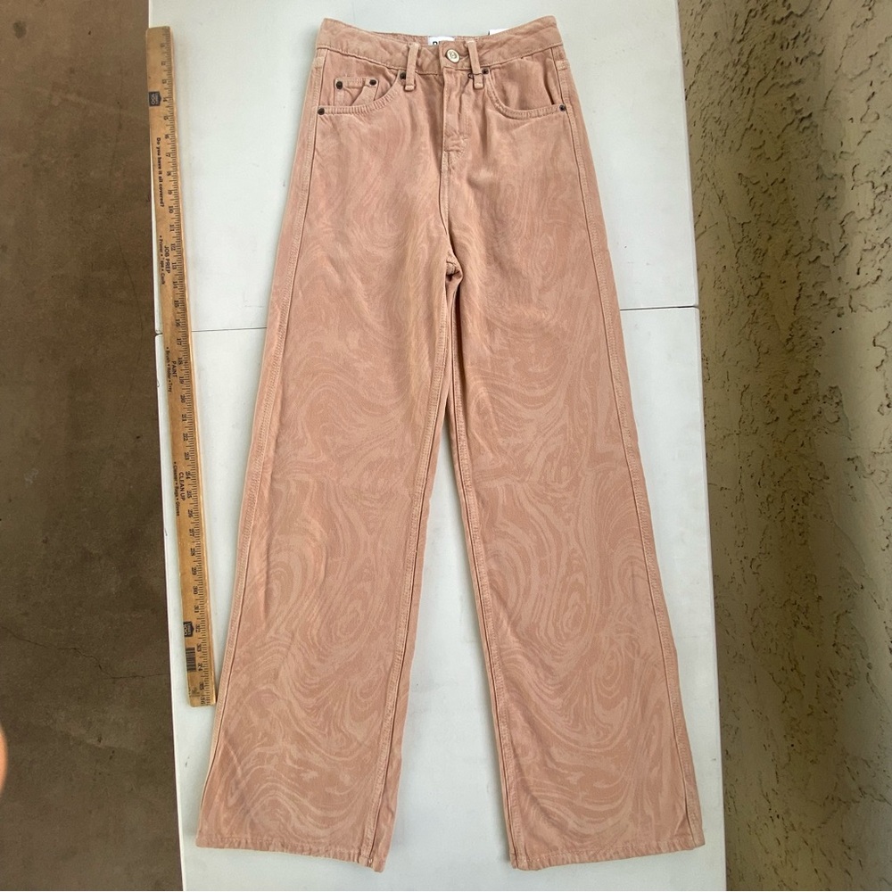 NWT BDG Urban Outfitters Super High Waist Puddle Wide Leg Pink Jeans, 25 0 24 00 - Picture 2 of 13